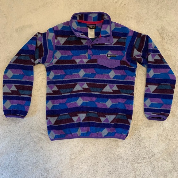 Patagonia Lightweight Synchilla Snap-T Fleece Pullover Purple Blue Aztec print - Picture 9 of 17